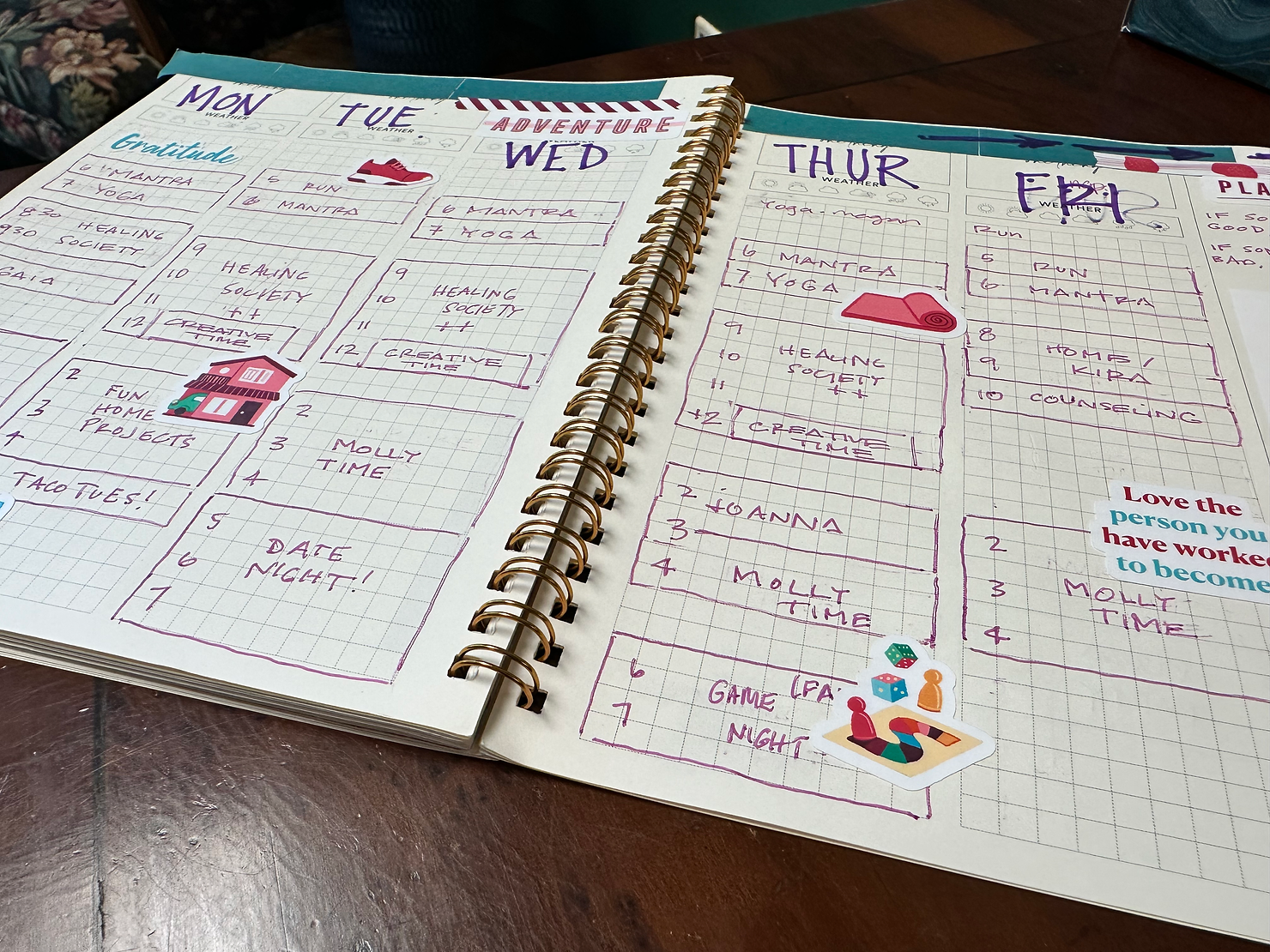 Photo of Molly Booker's planner / calendar